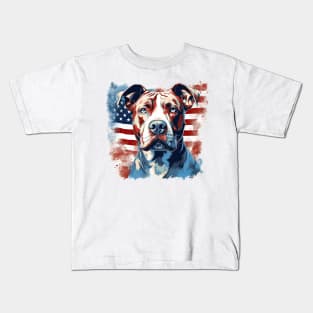 Patriotic Pit Bull Red White and Blue 4th of July Kids T-Shirt